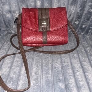 Red and Brown Rosetta Leather Crossbody Bag